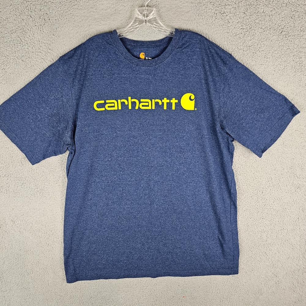 Carhartt Shirt Mens XL Tall Blue Original Fit Heavyweight Spellout Logo K195413